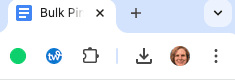 Screenshot of the top right corner of a browser window showing the Chrome Tailwind Extension icon.