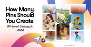 Collage of Pins showing different images like a cat napping in grass, sunflowers, a woman holding a bouquet of flowers, and a man in a sweater and jacket on a multicolor background with swirls. Around the images are the blog post title and the Tailwind url (www.tailwindapp.com).