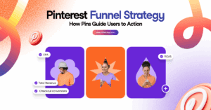 Three Pin-shaped images of smiling people working on their phones on an orange, purple, and white gradient background. Around the images are the Tailwind url (www.tailwindapp.com), blog post title, multicolor swirls, and Pinterest logos.