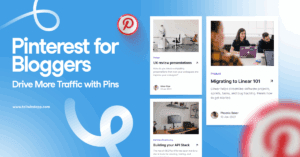 Three Pinterest Pins for blog posts in the categories of Design, Product, and Software Engineering on a light blue background. Surrounding the Pins are the blog post title, Tailwind url (www.tailwindapp.com), Pinterest logos, and white swirls.